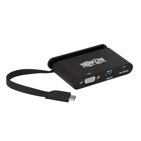 Tripp Lite USB-C Hub with 1080p VGA, USB-A, USB-C PD Charging (5A, 100W), Thunderbolt 3, DisplayPort Alt Mode, 5 Gbps, Black (U444-T6N-VUBC)