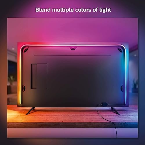 Philips Hue White & Color Ambiance Lightstrip 55 TV, LED Strip Lights, Colour Changing, Bluetooth & Zigbee Compatible, Voice Activated with Alexa, Music Sync,Black ,55-Inch 55-Inch 55 in