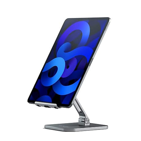 Satechi Aluminum Desktop Stand - Adjustable Tablet Mount with Protective Grips - Compatible with All iPad and Tablet Models, iPad Pro M2/ M1, iPad Air M1, iPad Mini, iPhones 15/14/13/12 and More