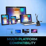 ADESSO Xtream P300 Bluetooth Single Ear Headset with Charging Dock 14 Hour Talk Time Wireless Office Headphone