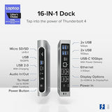 Plugable 16-in-1 Thunderbolt 4 Dock – Dual 4K Monitors for M4 MacBook Air/Pro, 100W Charging, 2X HDMI, 2X DisplayPort, 2.5G Ethernet, 7X USB, MicroSD/SD Card Reader, Audio, Windows & USB4 Compatible
