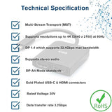 C2G USB-C to Dual HDMI 4K Dual Monitor MST Hub, Mini DP Multi-Stream Transport (MST) Multiple Monitor Splitter, Black
