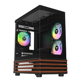 Thermaltake View 170 WS ARGB; Micro Chassis; Bottom Wood Trim; 3x120mm ARGB Lite Fans Included; 340mm GPU Clearance; 160mm Air Cooler Max Height; mATX/mITX; Black; CA-1Z4-00M1WN-WS
