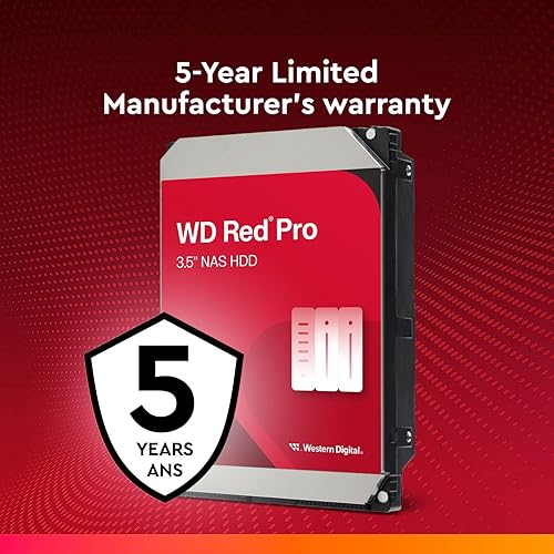 Western Digital 10TB WD Red Pro NAS Internal Hard Drive HDD - 7200 RPM, SATA 6 Gb/s, CMR, 512 MB Cache, 3.5 - WD103KFBX