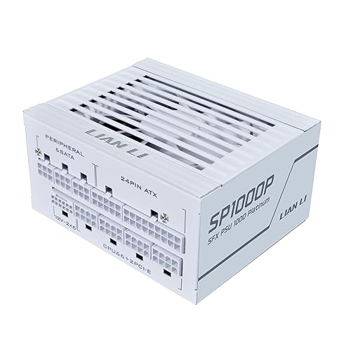 Lian Li SP1000 Platinum - 1000 Watt SFX Form Factor Power Supply with 12V-2x6 Cable - ATX 3.1 & PCIE 5.1 Compliant - Full Modular - 100% Japanese 105C Capacitors - White (SP1000P.W) Platinum 1000W White