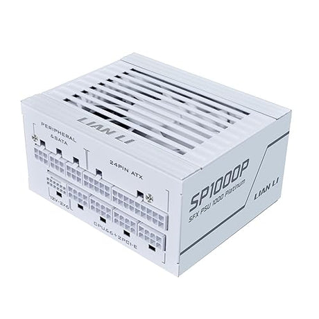 Lian Li SP1000 Platinum - 1000 Watt SFX Form Factor Power Supply with 12V-2x6 Cable - ATX 3.1 & PCIE 5.1 Compliant - Full Modular - 100% Japanese 105C Capacitors - White (SP1000P.W) Platinum 1000W White
