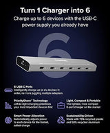 Plugable 6 Port USB C Charging Station, Up to 100W Charger for Multiple Devices with Priority Charging, Desktop Power Hub for USBC Devices Including Laptops Phones Tablets Earbuds and More (PS-6CC)