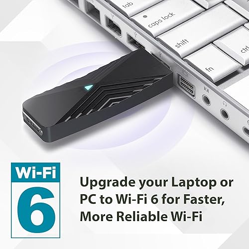 D-Link USB WiFi 6 Adapter AX1800 USB 3.0 Dual Band Long Range MU-MIMO Wireless Internet Network for Desktop PC Laptop Windows (DWA-X1850-B1) Black