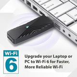 D-Link USB WiFi 6 Adapter AX1800 USB 3.0 Dual Band Long Range MU-MIMO Wireless Internet Network for Desktop PC Laptop Windows (DWA-X1850-B1) Black