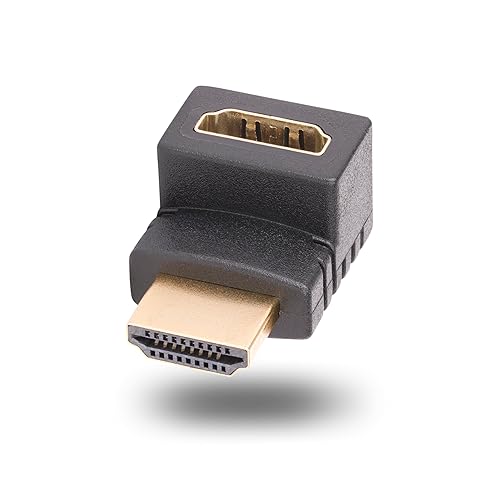 StarTech.com Down Angle HDMI 2.0 Adapter, Male to Female, Vertical 90-Degree Angled HDMI Port Saver/Extension, 4K 60Hz