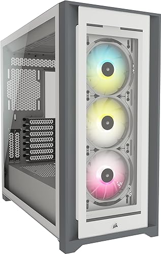 Corsair iCUE 5000X RGB Tempered Glass Mid-Tower ATX PC Smart Case - White White Smart Case