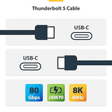 StarTech.com 2.6ft (80cm) Thunderbolt 5 Cable, 80Gbps/120Gbps, 240W PD, 8K 60Hz, Thunderbolt Certified, TB5/TB4/USB4/USB-C