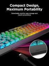 Lenovo Legion K510 Mini Pro Wired Mechanical Gaming Keyboard - 75% Compact Design, RGB Illumination, Hot-Swappable Mechanical Switches, Programable Keys