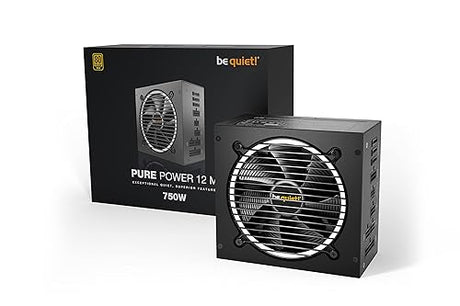 Pure Power 12 M 750W, ATX 3.0, 80 Plus® Gold, Modular Power Supply, for PCIe 5.0 GPUs and GPUs with 6+2 pin connectors, 12VHPWR Cable Included, Silent 120mm be quiet! Fan - BN504