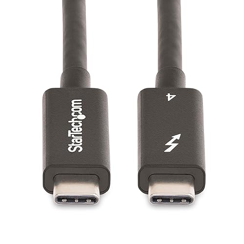 StarTech.com 6ft (2m) Active Thunderbolt 4 Cable - 40Gbps - 100W PD - 4K/8K Video - Thunderbolt Cable - Compatible w/USB4/DP Alt Mode, Thunderbolt 3, USB 3.2/Type-C (A40G2MB-TB4-CABLE)