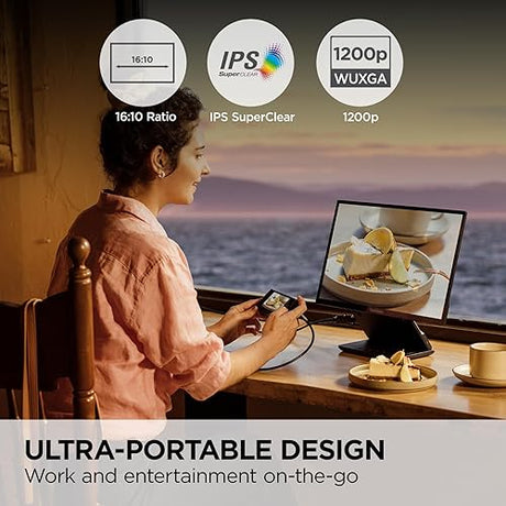 ViewSonic VP1656 15.6 Inch 1080p IPS Portable Monitor with 2 Way Powered 40W USB C, Pantone Validated, Factory Calibrated, Built in Ergonomic Stand with Protective Cover