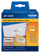 Brother Die-Cut Address Labels, 1.1 X 2.4, White, 800/Roll