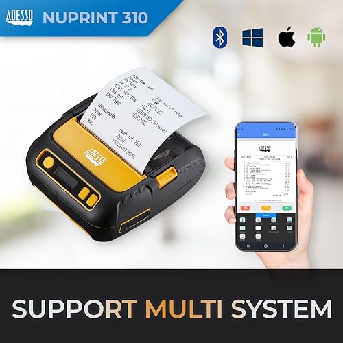 ADESSO 3 80mm Portable Bluetooth Thermal Printer - High-Speed 90mm/s, Compatible with Android, iOS, Windows - Anti-Drop, Shockproof, Water-Resistant NuPrint 320B