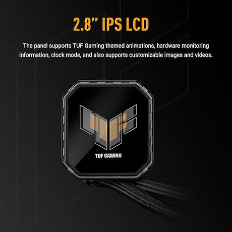 ASUS TUF Gaming LC III 360 ARGB LCD with pre-Installed & Integrated Triple Fans Designed for high Airflow and Static Pressure; 2.8 LCD for Hardware Monitoring, Custom GIFS and MP4 Video Clips