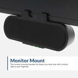 Cyber Acoustics USB & Bluetooth Speaker Bar (CA-2890PRO) USB Powered Speaker with Speakerphone for PC and Bluetooth for Smartphones, Clamps to Monitors up to 2 Inches Thick USB & BT - Pro