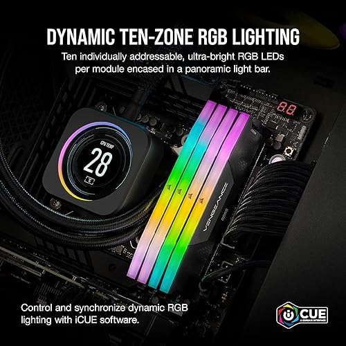 CORSAIR Vengeance RGB DDR5 RAM 32GB (2x16GB) 6400MHz CL32 Intel XMP iCUE Compatible Computer Memory - Black (CMH32GX5M2B6400C32) 32GB (2x16GB) Black