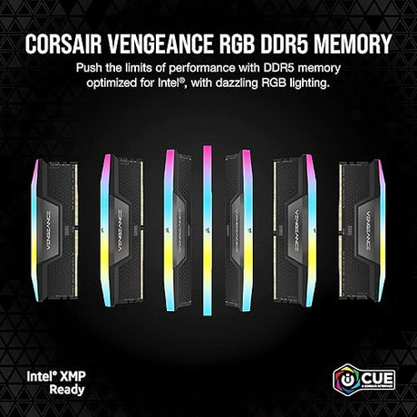 CORSAIR Vengeance RGB DDR5 RAM 32GB (2x16GB) 6400MHz CL32 Intel XMP iCUE Compatible Computer Memory - Black (CMH32GX5M2B6400C32) 32GB (2x16GB) Black