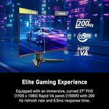 MSI MAG 276CF E20 27-inch 1920 x 1080 (FHD) Gaming Monitor, 200Hz, Adaptive-Synch, HDMI, DisplayPort, VESA Mountable, Tilt, Height Adjustable, Speaker, 0.5ms, Black
