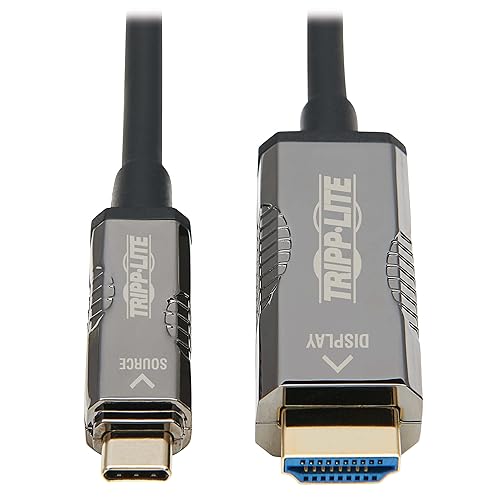 Tripp Lite USB-C to HDMI Fiber Active Optical Cable, 4K Video @ 60HZ (4:2:2), UHD, HDR, CL3 Rated, Black, 2.2 HDCP, 164 Feet / 50 Meters, 3-Year Warranty (U444F3-50M-H4K6) 164 ft / 50M