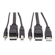 TRIPP LITE P783-010 Tripp Lite DisplayPort KVM Cable Kit, 3 in 1-4K DisplayPort, USB, 3.5 mm Audio (3xM/3xM), 4:4:4, 10 ft., Black,