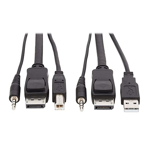 TRIPP LITE P783-010 Tripp Lite DisplayPort KVM Cable Kit, 3 in 1-4K DisplayPort, USB, 3.5 mm Audio (3xM/3xM), 4:4:4, 10 ft., Black,