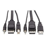 TRIPP LITE P783-010 Tripp Lite DisplayPort KVM Cable Kit, 3 in 1-4K DisplayPort, USB, 3.5 mm Audio (3xM/3xM), 4:4:4, 10 ft., Black,