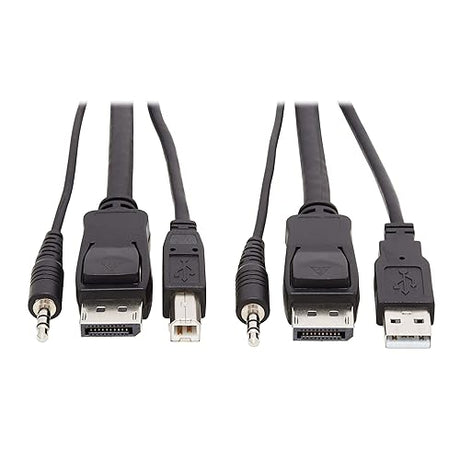 TRIPP LITE P783-010 Tripp Lite DisplayPort KVM Cable Kit, 3 in 1-4K DisplayPort, USB, 3.5 mm Audio (3xM/3xM), 4:4:4, 10 ft., Black,
