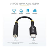 StarTech.com 5in (12.7cm) USB-C to 3.5mm TRRS Headphone/Headset Jack Audio Adapter, 32-bit DAC, USB C Aux Dongle for PC/Phone