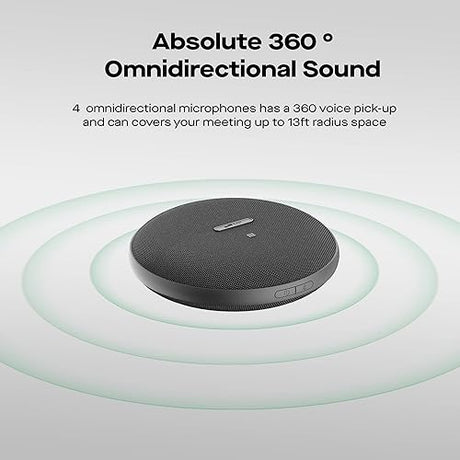 MP Mobile Pixels Bluetooth Conference Speakers with 4 Microphone, 13ft Omnidirectional Voice Pickup, USB-C Plug&Play,Noise Reduction, Compatible with Zoom/Teams/Skype/Google Meet