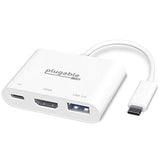Plugable USB C to HDMI Multiport Adapter, Driverless 3-in-1 Hub with 4K HDMI Output, USB 3.0 and USB-C Charging Port, Compatible with MacBook, Chromebook, Dell XPS, Thunderbolt 3 and More