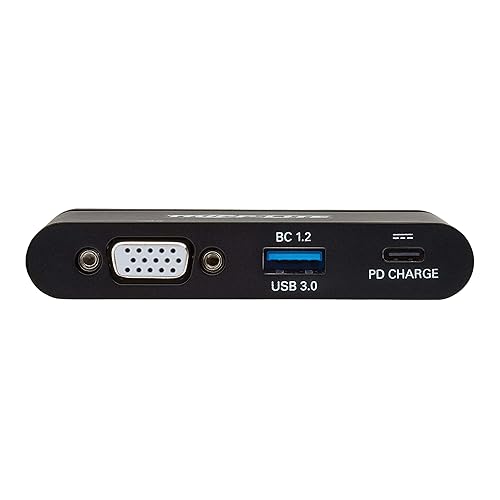Tripp Lite USB-C Hub with 1080p VGA, USB-A, USB-C PD Charging (5A, 100W), Thunderbolt 3, DisplayPort Alt Mode, 5 Gbps, Black (U444-T6N-VUBC)