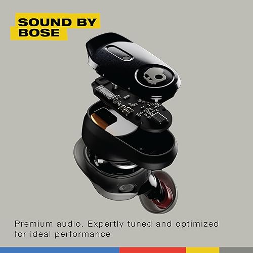 Skullcandy Method 360 ANC Wireless Earbuds, Sound by Bose, Bluetooth Headphones, Premium Noise Cancelling, Up to 40 Hrs Battery, Sweat and Water Resistant, Microphone for iPhone Android - True Black