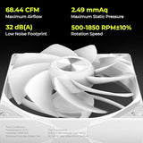 TRYX ROTA SL ARGB White 120mm Case Fan Reverse 3in1 Pogo-Pin Connection with Magnetic Cable Gen2 ARGB Light Quiet Triple PC Case Fan