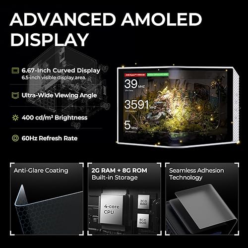 TRYX Panorama CPU Water Block White 6.67'' AMOLED Curved Screen 3D Anamorphic Effect Display 2K@60Hz Customizable Content with VRM Fan and 90° Rotary Adapter for Intel LGA 1700/1851/1200 AMD AM5/AM4