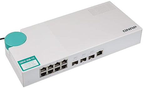 QNAP QSW-308-1C 10GbE Switch, with 3-Port 10G SFP+ (One 10GbE SFP+/RJ45 Combo Port) and 8-Port Gigabit Unmanaged Switch
