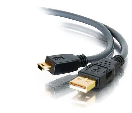 C2G Legrand USB A to B Cable, Female to Male USB Cable, USB Mini Cable, 6.56 Foot (2 Meters) Data Transfer Cable, Black USB Cord, 1 Count, C2G 29651 Black 6.6 Feet Ultima USB A to Mini B Male