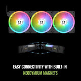 Thermaltake SWAFAN EX 14 ARGB PC Cooling Fan, 3-Fan pcak, 500~2000 RPM, Magnetic Connection, Reversable Blades, sync with MB RGB Software, CL-F168-PL14SW-A