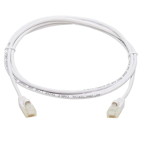 Tripp Lite, Safe-IT, Cat6a Ethernet Cable, Bacteria Resistant, 10G Certified Snagless, Slim UTP Jacket (RJ45 M/M), White, 5 Feet / 1.5 Meters, Lifetime Manufacturer's Warranty (N261AB-S05-WH)