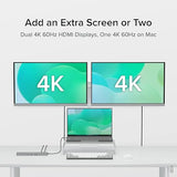 Plugable 11-in-1 USB-C Hub, 100W USB-C Pass-Through, Laptop Docking Station Dual Monitor, 4K 60Hz HDMI, Compatible with Thunderbolt, Windows, Chromebooks, Displays Mirrored on Mac