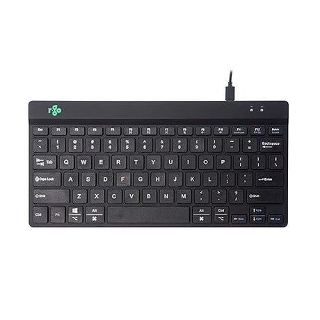 R-Go Tools Compact Slim Ergonomic Wired-USB-C Keyboard for PC/Computer/Desktop/Windows/Linux/Mac QWERTY (US), Break LED Function, Black (Black)