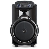 iLive The Show Bluetooth Wireless Party Speaker System, Truly Wireless Stereo, Aux In USB Port, MicroSD Slot, Microphone Input, Color Changing LED Lights, Retractable Pull Handle, Roller Wheels, Black