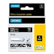 DYMO Rhino Industrial Vinyl Labels, 3/8, White Print on Black, Self-Adhesive, for LabelManager & Rhino Label Makers