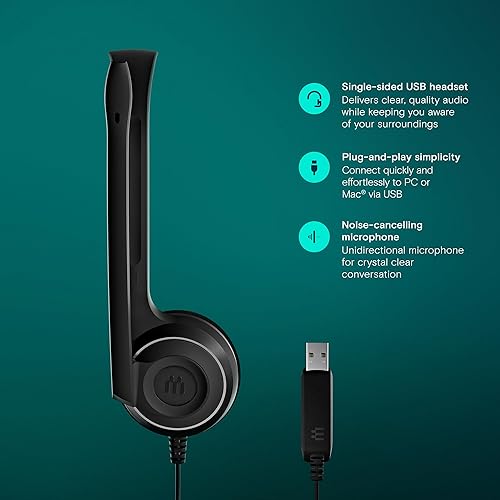 Sennheiser 504196 PC 7 USB - Mono USB Headset for PC and MAC, Black