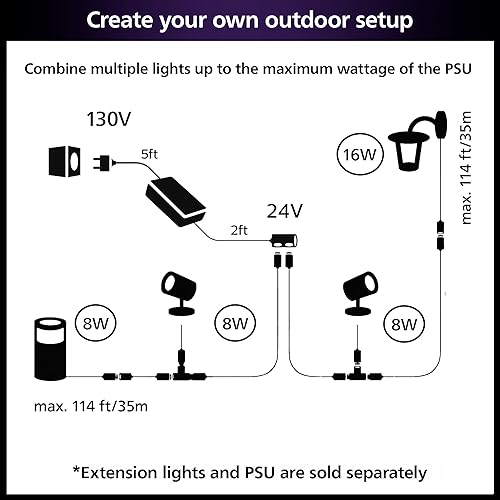 Philips Hue Calla Large Outdoor Pedestal Light (Low-Volt), (104 x 402 mm) White & Color Light, Voice Control with Alexa, Apple Home & Google Assistant, Bridge Required