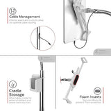Medical Mobile Stand – CTA Heavy-Duty Medical Mobile Floor Stand & Accessories for iPad 7 – 9 Gen 10.2”, 12.9” Pro, 11”, Mini 5/6, Samsung A8 & Other 7-13-Inch Tablets - White (PAD-SHFSWAO)